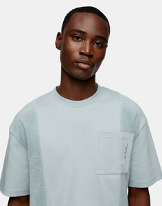 Голубая рубашка с фактурным карманом Topman-Голубой