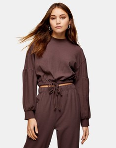 Фиолетовый топ из вафельного трикотажа с завязкой на талии Topshop-Сиреневый
