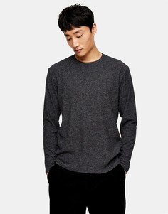 Темно-серый лонгслив в рубчик Topman