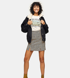 Мини-юбка с леопардовым принтом Topshop Tall-Светло-коричневый