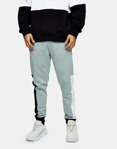 Бирюзовые джоггеры в стиле колор блок Topman-Многоцветный