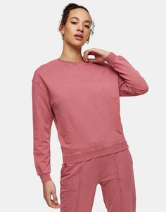 Розовый свитшот с эффектом кислотной стирки Topshop-Розовый цвет