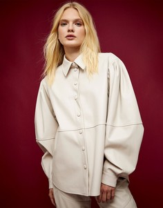 Кремовая рубашка из искусственной кожи Topshop IDOL-Белый