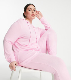 Бледно-розовая пижама с худи с оборками по краю и джоггерами Simply Be Pretty Secrets-Розовый цвет