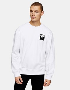 Белый свитшот с вышивкой монограммы Topman