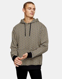 Коричневый худи без застежки с монограммным принтом Topman-Коричневый цвет