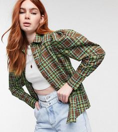 Рубашка в клетку с пышными рукавами Reclaimed Vintage Inspired-Зеленый цвет