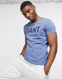 Синяя футболка с логотипом на груди Gant-Голубой