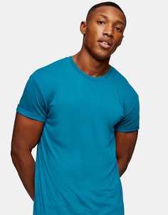 Голубая длинная футболка Topman-Голубой
