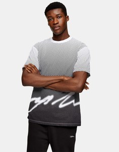 Черно-белая футболка с фирменным принтом Topman-Черный цвет