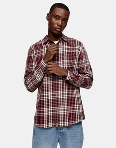 Бордово-розовая узкая рубашка в клетку Topman-Многоцветный