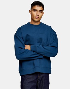 Синий свитшот в стиле "oversized" Topman-Голубой