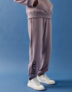 Худи сиреневого цвета с текстовым принтом "Сreate" Topman-Фиолетовый цвет