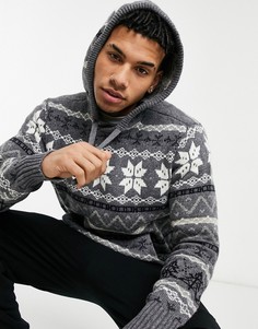 Серый вязаный худи с узором «фэйр-айл» American Eagle