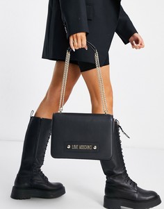 Черная сумка с ремешком-цепочкой на плечо Love Moschino-Черный цвет