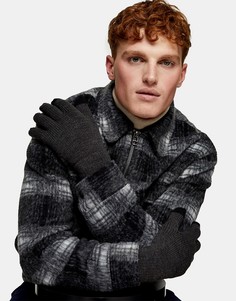 Темно-серые перчатки для сенсорных экранов Topman-Серый