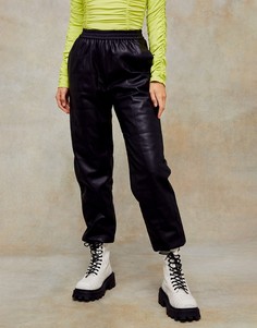 Черные стеганые джоггеры из искусственной кожи Topshop-Черный цвет