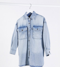 Голубая джинсовая oversized-рубашка ASOS DESIGN Petite-Синий
