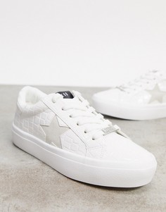 Белые кроссовки с текстурой под кожу крокодила Steve Madden Samiya-Белый