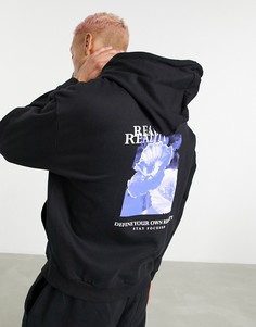 Черный oversized-худи с цветочным фотопринтом на спине ASOS DESIGN-Черный цвет