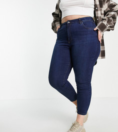 Темно-выбеленные зауженные джинсы с завышенной талией Cotton:On Curve-Голубой