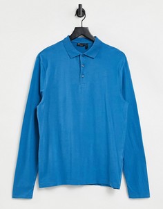 Голубое поло из органического хлопка с длинными рукавами ASOS DESIGN-Зеленый цвет