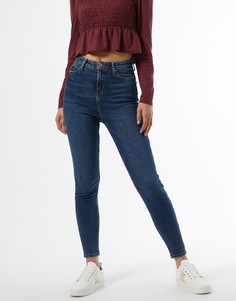 Темно-синие зауженные джинсы с завышенной талией Miss Selfridge Emily-Голубой