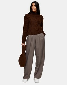 Классические плиссированные брюки цвета мокко Topshop Мaggie-Коричневый цвет