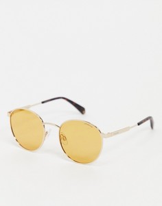 Солнцезащитные очки в стиле унисекс с круглыми линзами Polaroid-Желтый