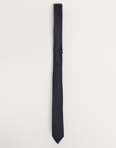Черный атласный узкий галстук ASOS DESIGN-Черный цвет