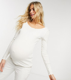 Белый топ с длинными рукавами и фигурной кромкой Topshop Maternity