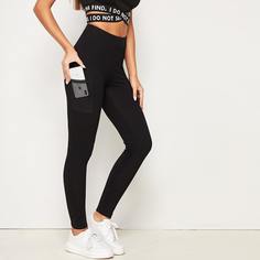 Однотонные леггинсы с карманом Shein