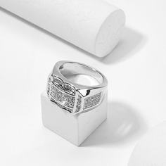 Мужское скульптурное широкое кольцо из горного хрусталя Shein