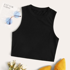 Однотонный трикотажный топ Shein