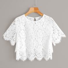 Прозрачная короткая блуза с фестончатым краем Shein