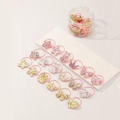 Резинки для волос с бабочкой и блестками для девочек 18шт Shein