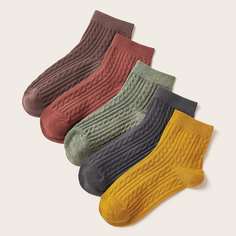 Однотонные плетеные носки 5 пар Shein