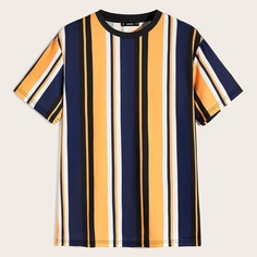 Мужская футболка в полоску с коротким рукавом Shein