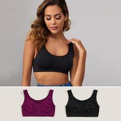 Однотонный бюстгальтер 2 пакета Shein