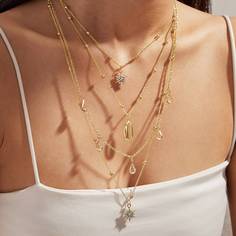 Многослойное ожерелье с ракушками и стразами 1шт Shein