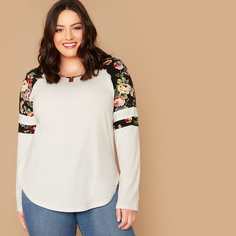 Топ размера плюс с цветочным принтом Shein