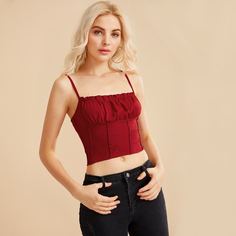 Топ Ками На Широком Поясе И Рюшиком Shein