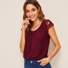 Плиссированная блуза с коротким рукавом Shein