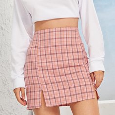 Мини Юбка В Клетку Shein
