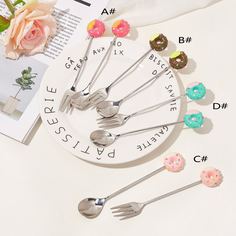 Ложка и вилка в форме пончика 2шт Shein