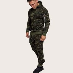 Мужские спортивные брюки и толстовка с камуфляжным принтом Shein
