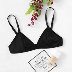 Однотонный Черный Бюстгальтер Shein