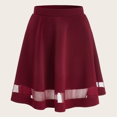 Расклешенная юбка с сетчатой вставкой и широкой талией Shein