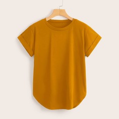 Однотонная Футболка С Коротким Рукавом Shein