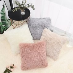 Однотонный плюшевый чехол подушки 1шт Shein